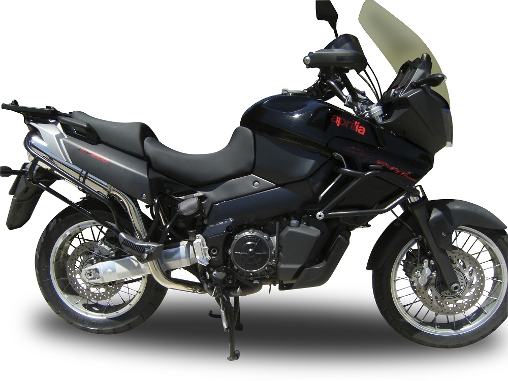 Pot echappement compatible avec Aprilia Etv Caponord 1000 Rally 2001-2007, Trioval, Paire de pot d'échappement homologuées, livrées avec db killer amovible et raccords spécifiques 