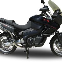 Pot echappement compatible avec Aprilia Etv Caponord 1000 Rally 2001-2007, Trioval, Paire de pot d'échappement homologuées, livrées avec db killer amovible et raccords spécifiques 