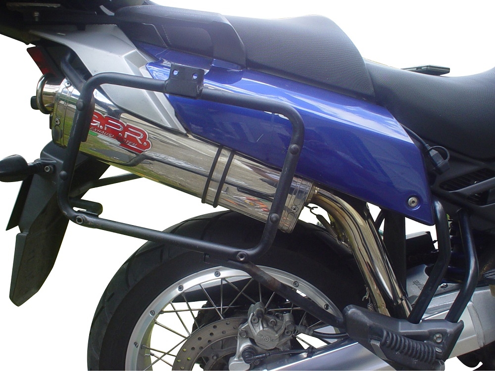 Pot echappement compatible avec Aprilia Etv Caponord 1000 Rally 2001-2007, Trioval, Paire de pot d'échappement homologuées, livrées avec db killer amovible et raccords spécifiques 