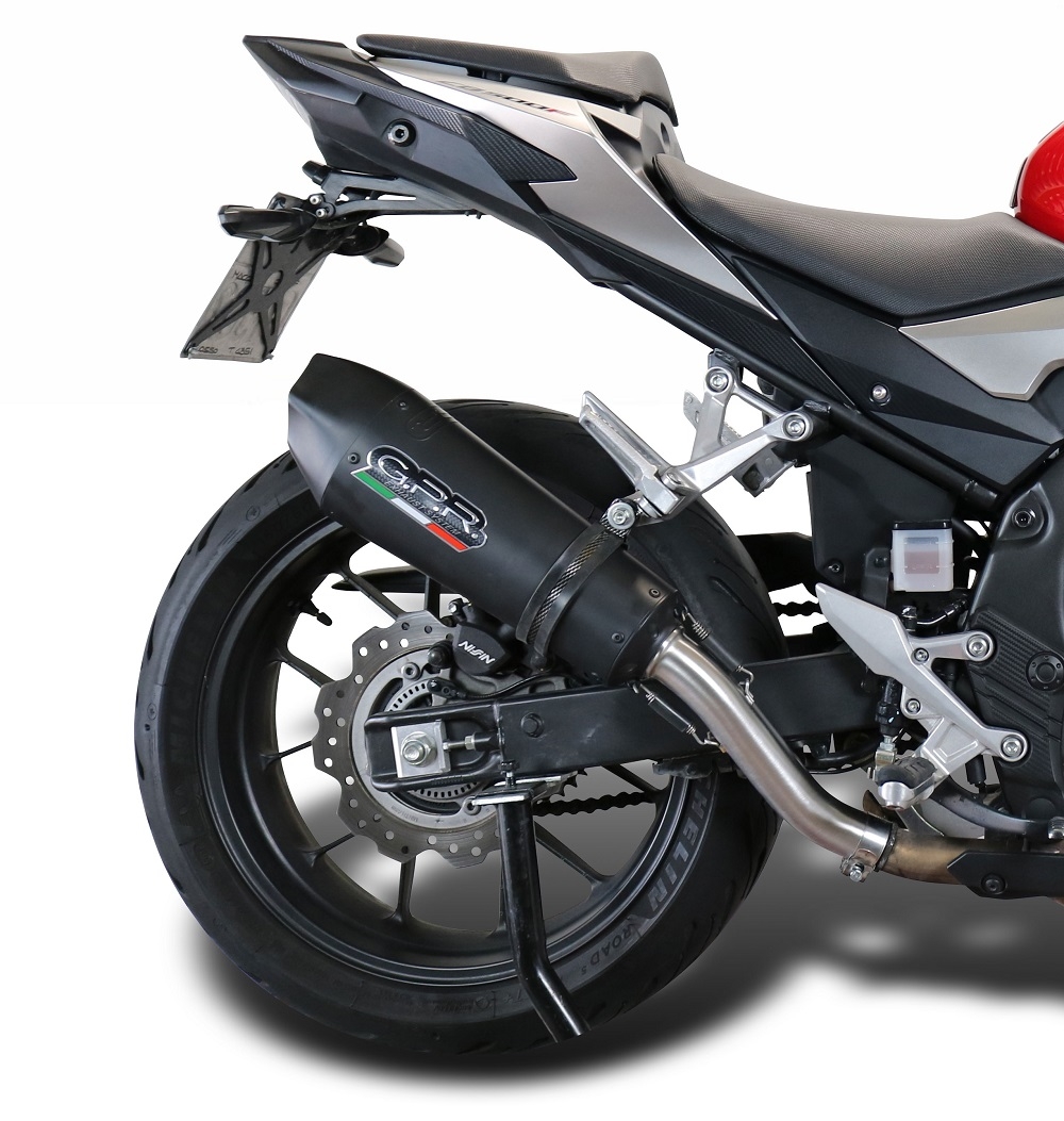 GPR pot echappement compatible avec  Honda Cb 500 X 2019-2025, New Grand Prix Evo Black Titanium, Échappement légal, homologué,silencieux avec db killer amovible et tuyau de liaison spécifique 