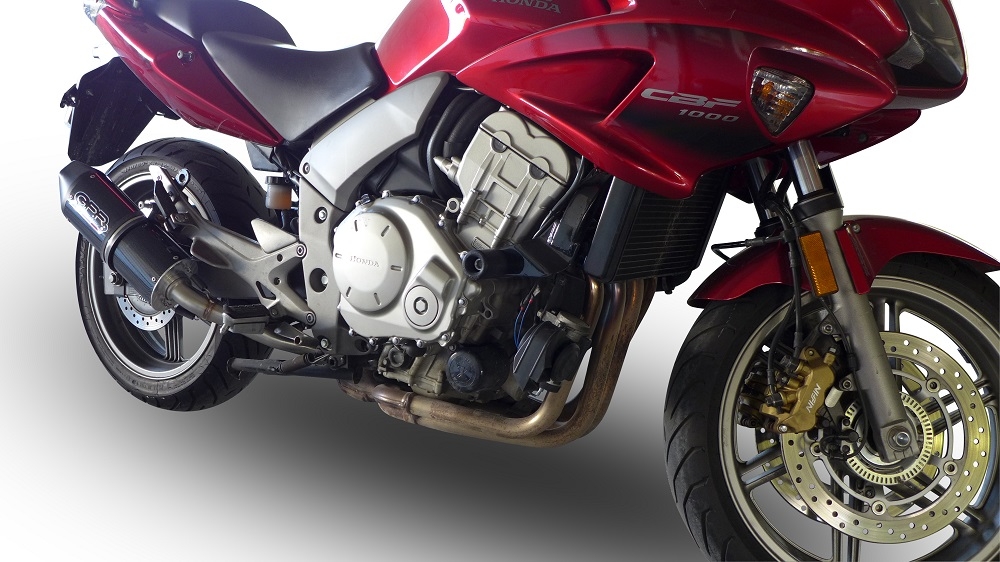 Pot echappement compatible avec Honda Cbf 1000 - ST 2006-2009, Furore Nero, Paire de pot d'échappement homologuées, livrées avec db killer amovible et raccords spécifiques 
