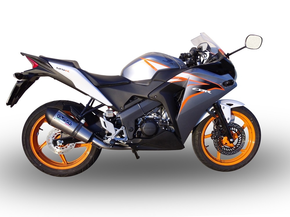 GPR pot echappement compatible avec  Honda Cbr 125 R 2011-2016, New Grand Prix Evo Titanium, Pot échappement complet, non légal pour les pays de l'UE, avec db killer amovible 
