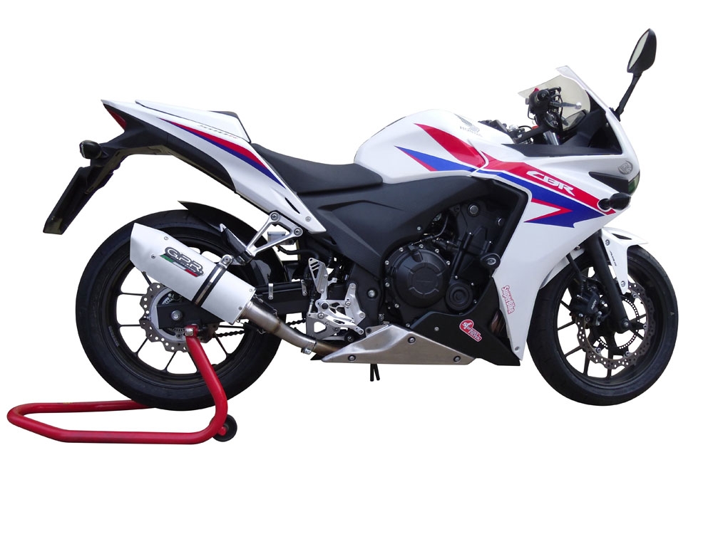 Pot echappement compatible avec Honda Cbr 500 R 2012-2016, Albus Ceramic, Échappement légal, homologué,silencieux avec db killer amovible et tuyau de liaison spécifique 