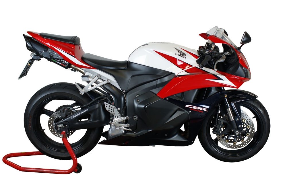 Pot echappement compatible avec Honda Cbr 600 Rr 2007-2018, Tiburon Poppy, Échappement légal, homologué,silencieux avec db killer amovible et tuyau de liaison spécifique 