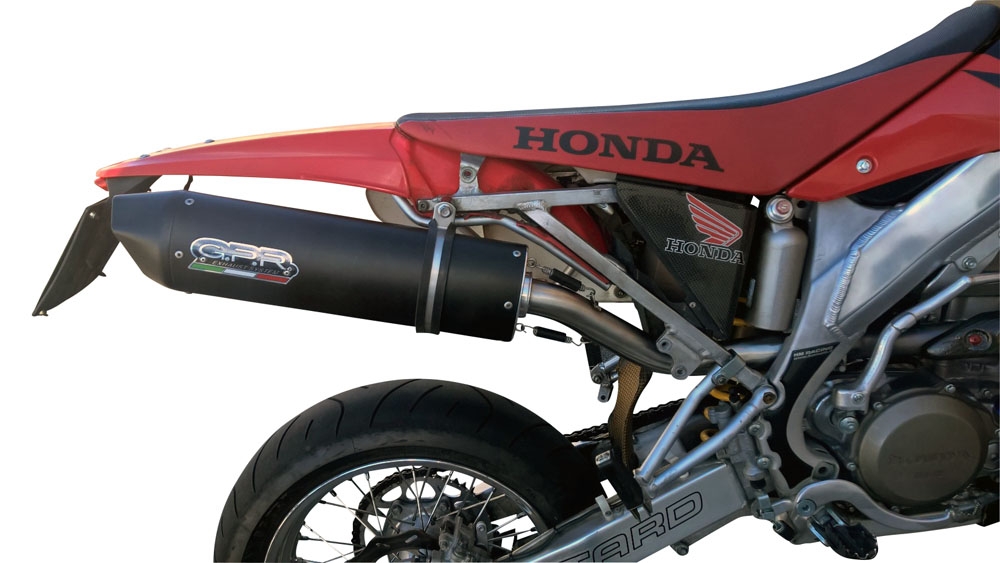 Pot echappement compatible avec Honda Crf 450 R-RX 2001-2002, Furore Nero, Échappement légal, homologué,silencieux avec db killer amovible et tuyau de liaison spécifique 