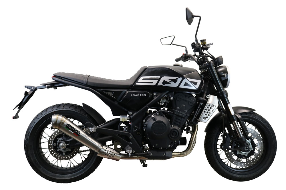 Pot echappement compatible avec Brixton CroSsfire 500 X 2022-2023, Powercone Evo, Échappement légal, homologué,silencieux avec db killer amovible et tuyau de liaison spécifique 