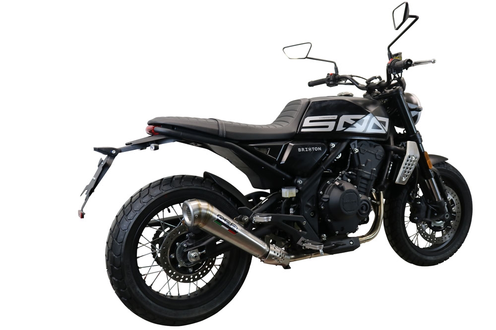 Pot echappement compatible avec Brixton CroSsfire 500 X 2022-2023, Powercone Evo, Échappement légal, homologué,silencieux avec db killer amovible et tuyau de liaison spécifique 