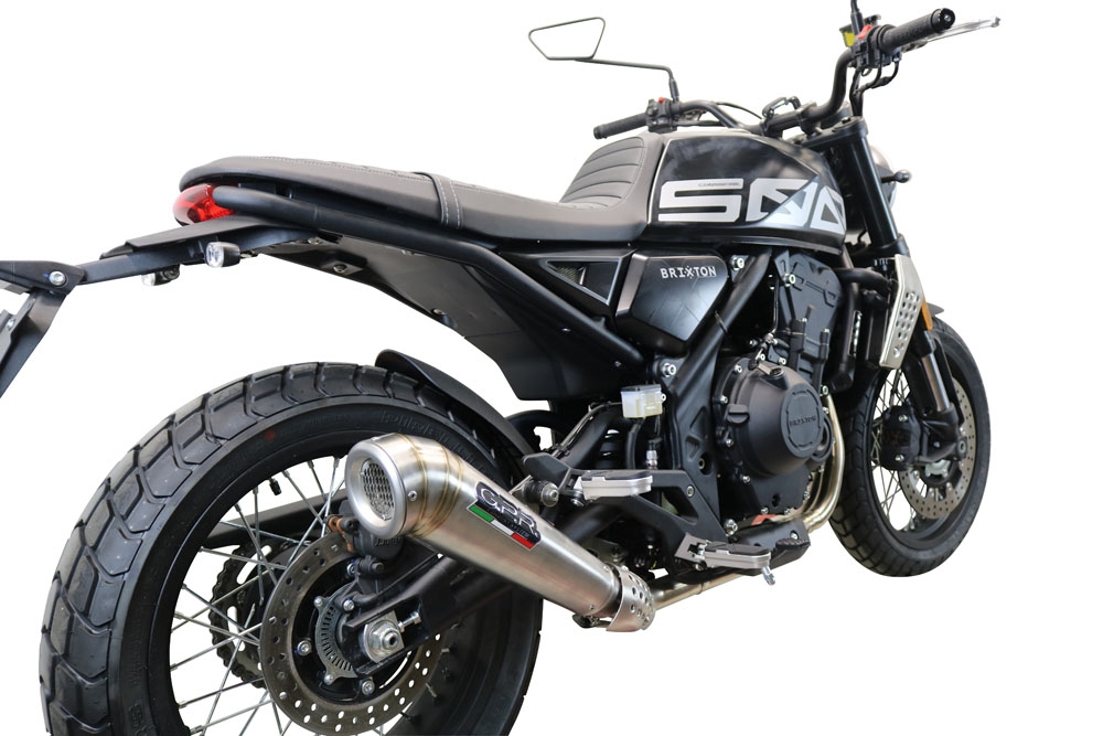 Pot echappement compatible avec Brixton CroSsfire 500 X 2022-2023, Powercone Evo, Échappement légal, homologué,silencieux avec db killer amovible et tuyau de liaison spécifique 