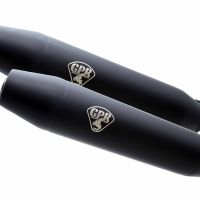 Pot echappement compatible avec Bmw K 100 1983-1994, Deeptone Black Cafè Racer, Paire de silencieux d'échappement homologués, avec db killers amovibles, livrés sans tubes de liaison 