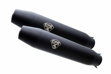 Pot echappement compatible avec Bmw K 75 1985-1997, Deeptone Black Cafè Racer, Paire de silencieux d'échappement homologués, avec db killers amovibles, livrés sans tubes de liaison 