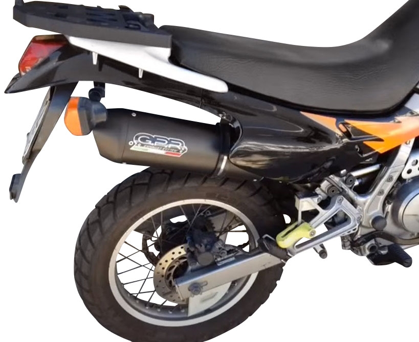 Pot echappement compatible avec Honda Dominator Nx 650 1988-2001, Furore Nero, Pot échappement homologué et légal, silencieux avec mi-collecteur y db killer amovible 