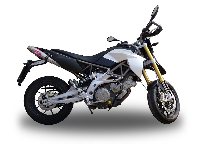 Pot echappement compatible avec Aprilia Dorsoduro 900 2017-2020, Deeptone Inox, Double pot échappement racing, avec les tuyaux de liaison, article sans homologation 