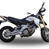 Pot echappement compatible avec Aprilia Dorsoduro 900 2017-2020, Deeptone Inox, Double pot échappement racing, avec les tuyaux de liaison, article sans homologation 