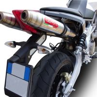 Pot echappement compatible avec Aprilia Dorsoduro 900 2017-2020, Deeptone Inox, Double pot échappement racing, avec les tuyaux de liaison, article sans homologation 