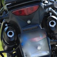 Pot echappement compatible avec Kawasaki Klv 1000 2004-2007, Furore Nero, Paire de pot d'échappement homologuées, livrées avec db killer amovible et raccords spécifiques 