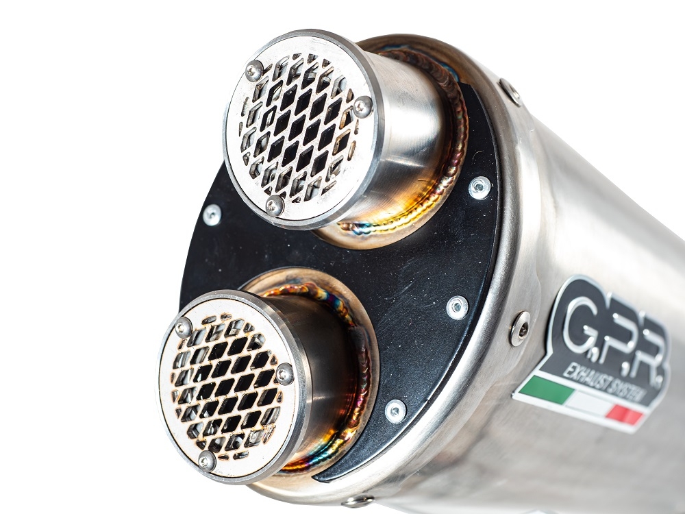 Pot echappement compatible avec Benelli Trk 702 2023-2024, Dual Inox, Échappement légal, homologué,silencieux avec db killer amovible et tuyau de liaison spécifique 