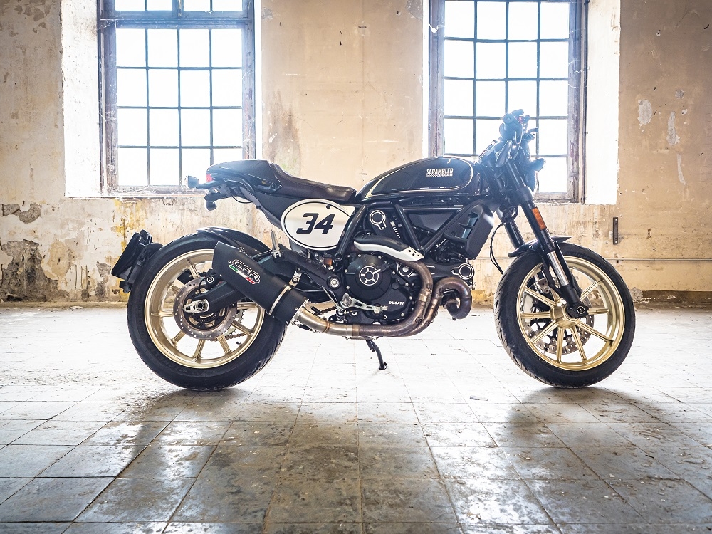Pot echappement compatible avec Ducati Scrambler 800 2015-2016, Furore Poppy, Échappement légal, homologué,silencieux avec db killer amovible et tuyau de liaison spécifique 