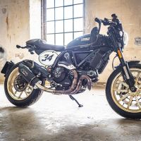 Pot echappement compatible avec Ducati Scrambler 800 2015-2016, Furore Nero, Échappement légal, homologué,silencieux avec db killer amovible et tuyau de liaison spécifique 