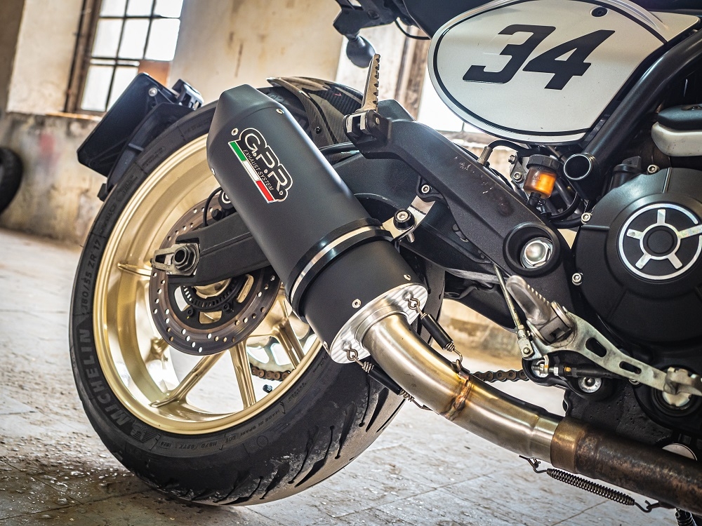 Pot echappement compatible avec Ducati Scrambler 800 2015-2016, Furore Nero, Échappement légal, homologué,silencieux avec db killer amovible et tuyau de liaison spécifique 