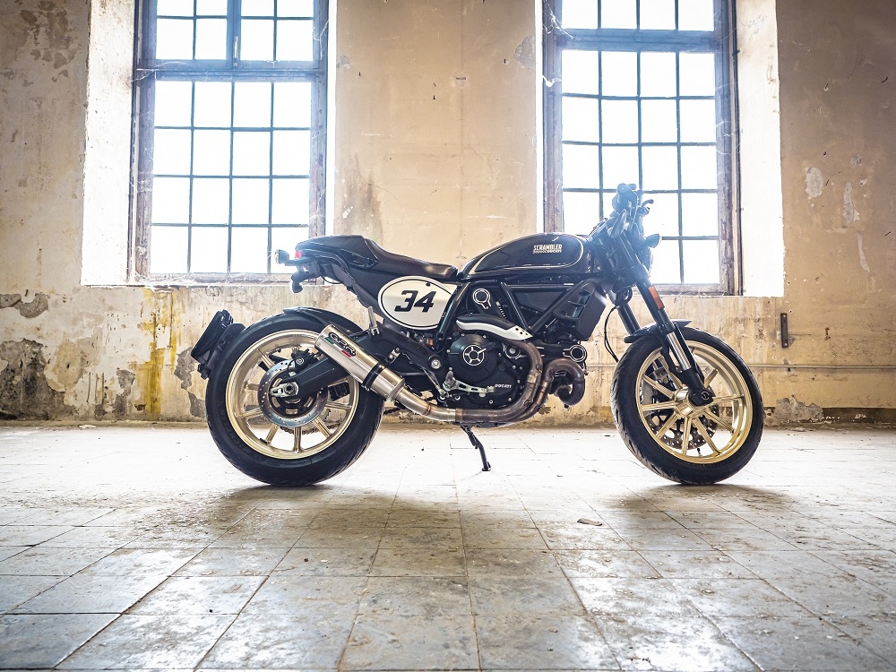 Pot echappement compatible avec Ducati Scrambler 800 2017-2020, M3 Inox , Système complet homologué pour les marchés non européens 