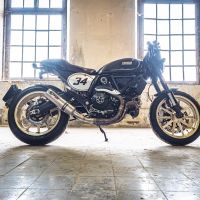 Pot echappement compatible avec Ducati Scrambler 800 2015-2016, M3 Titanium Natural, Échappement légal, homologué,silencieux avec db killer amovible et tuyau de liaison spécifique 