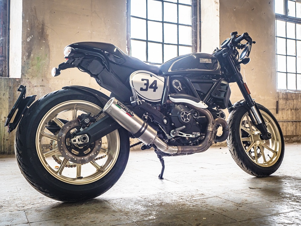 Pot echappement compatible avec Ducati Scrambler 800 2015-2016, M3 Titanium Natural, Échappement légal, homologué,silencieux avec db killer amovible et tuyau de liaison spécifique 