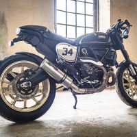 Pot echappement compatible avec Ducati Scrambler 800 2015-2016, M3 Titanium Natural, Échappement légal, homologué,silencieux avec db killer amovible et tuyau de liaison spécifique 