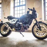 Pot echappement compatible avec Ducati Scrambler 800 2015-2016, M3 Titanium Natural, Échappement légal, homologué,silencieux avec db killer amovible et tuyau de liaison spécifique 