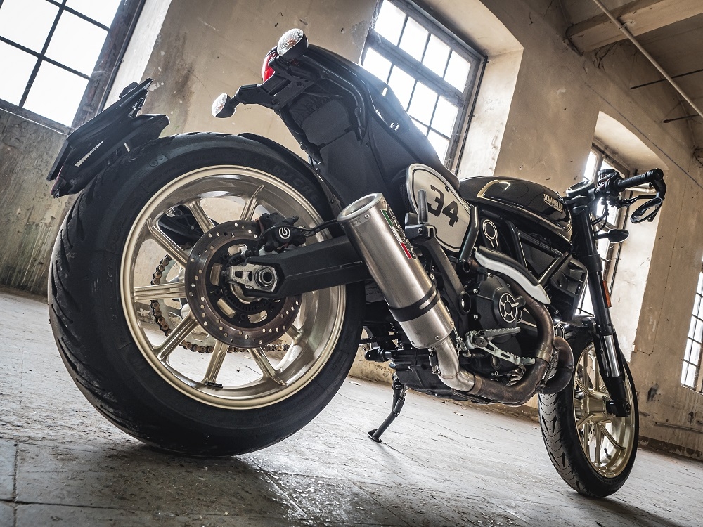 Pot echappement compatible avec Ducati Scrambler 800 2015-2016, M3 Titanium Natural, Échappement légal, homologué,silencieux avec db killer amovible et tuyau de liaison spécifique 