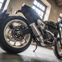 Pot echappement compatible avec Ducati Scrambler 800 2015-2016, M3 Titanium Natural, Échappement légal, homologué,silencieux avec db killer amovible et tuyau de liaison spécifique 