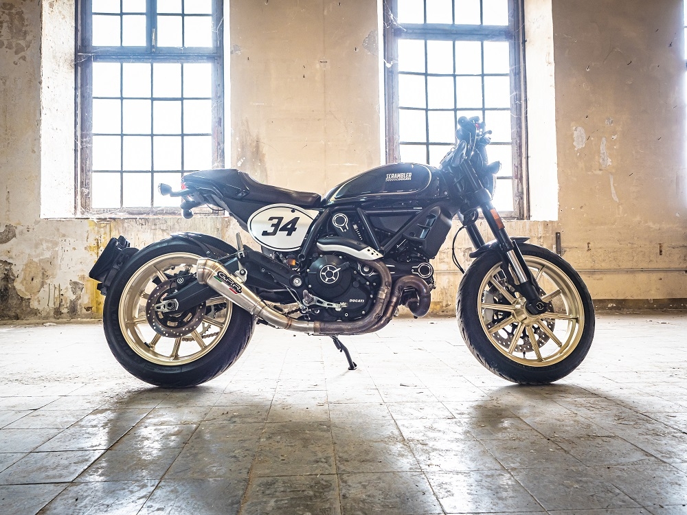 Pot echappement compatible avec Ducati Scrambler 800 2017-2020, Powercone Evo, Système complet homologué pour les marchés non européens 