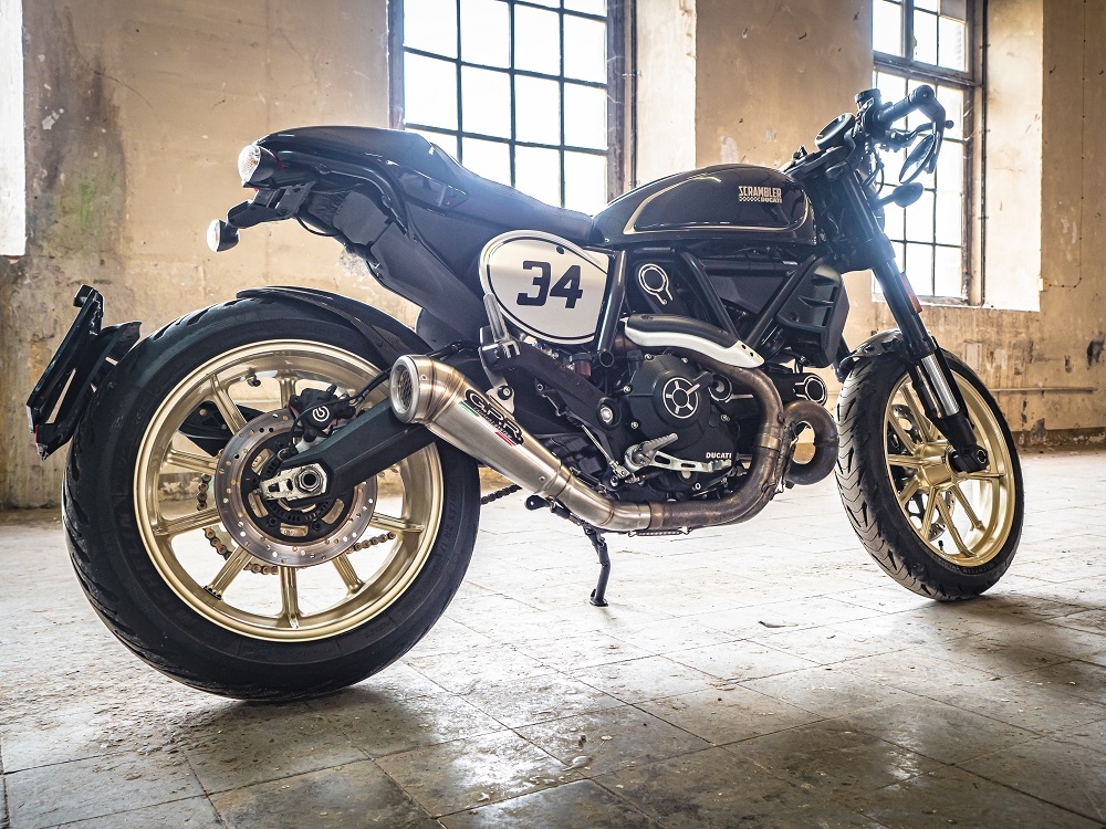 Pot echappement compatible avec Ducati Scrambler 800 2017-2020, Powercone Evo, Système complet homologué pour les marchés non européens 