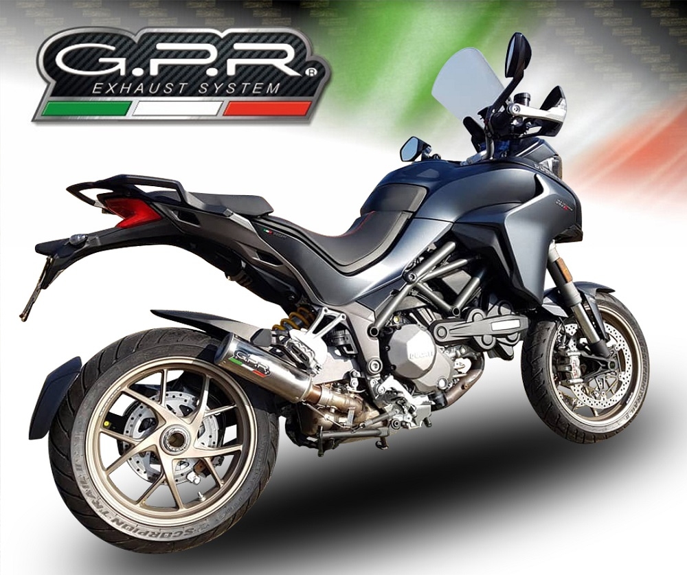 Pot echappement compatible avec Ducati Multistrada 1260 2018-2020, M3 Titanium Natural, Échappement légal, homologué,silencieux avec db killer amovible et tuyau de liaison spécifique 