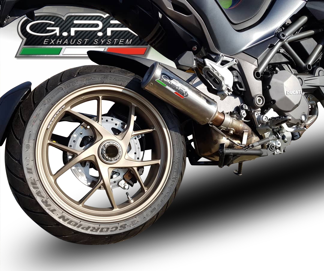 Pot echappement compatible avec Ducati Multistrada 1260 2018-2020, M3 Titanium Natural, Échappement légal, homologué,silencieux avec db killer amovible et tuyau de liaison spécifique 
