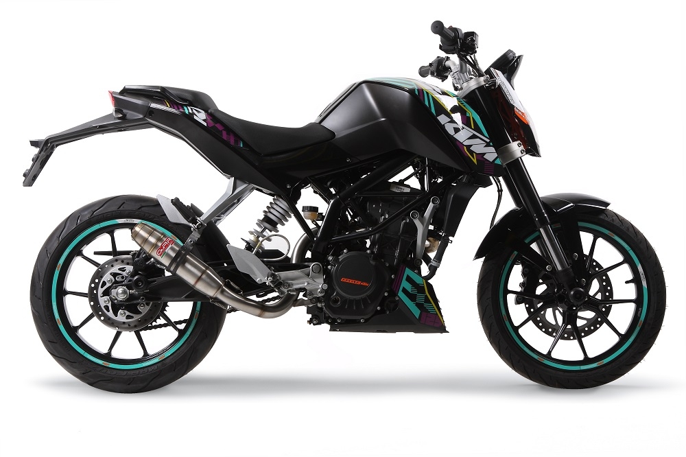 Pot echappement compatible avec Ktm Duke 200 2012-2020, Deeptone Inox, Pot échappement racing, avec les tuyaux de liaison, article sans homologation 