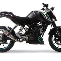Pot echappement compatible avec Ktm Duke 200 2012-2020, Deeptone Inox, Pot échappement racing, avec les tuyaux de liaison, article sans homologation 