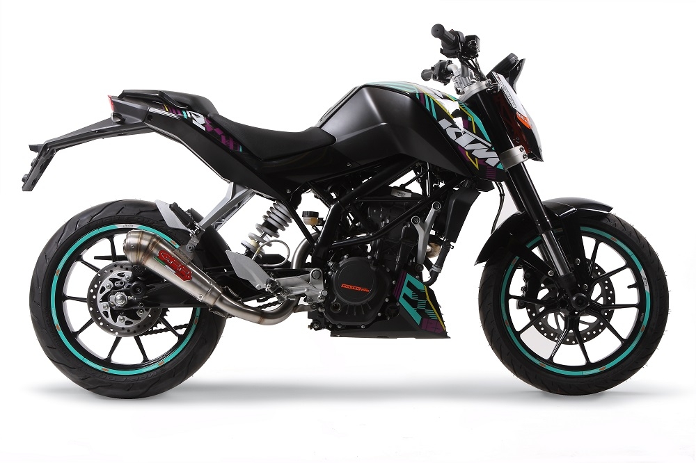 Pot echappement compatible avec Ktm Duke 125 2011-2016, Powercone Evo, Système complet homologué pour les marchés non européens 