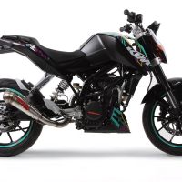Pot echappement compatible avec Ktm Duke 125 2011-2016, Powercone Evo, Système complet homologué pour les marchés non européens 