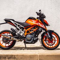 Pot echappement compatible avec Ktm Duke 390 2017-2020, Deeptone Inox, Échappement légal, homologué,silencieux avec db killer amovible et tuyau de liaison spécifique 