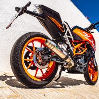 Pot echappement compatible avec Ktm Duke 390 2017-2020, Deeptone Inox, Échappement légal, homologué,silencieux avec db killer amovible et tuyau de liaison spécifique 