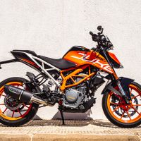 Pot echappement compatible avec Ktm Duke 390 2017-2020, Furore Evo4 Nero, Échappement légal, homologué,silencieux avec db killer amovible et tuyau de liaison spécifique 