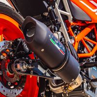 Pot echappement compatible avec Ktm Rc 125 2017-2020, Furore Evo4 Nero, Échappement légal, homologué,silencieux avec db killer amovible et tuyau de liaison spécifique 