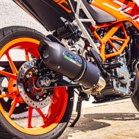 Pot echappement compatible avec Ktm Rc 125 2017-2020, Furore Evo4 Nero, Échappement légal, homologué,silencieux avec db killer amovible et tuyau de liaison spécifique 