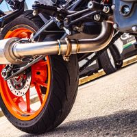 Pot echappement compatible avec Ktm Rc 125 2017-2020, Furore Evo4 Nero, Échappement légal, homologué,silencieux avec db killer amovible et tuyau de liaison spécifique 