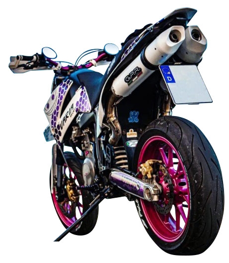 Pot echappement compatible avec Ktm Duke II 2000-2006, Albus Ceramic, Paire de pot d'échappement homologuées, livrées avec db killer amovible et raccords spécifiques 