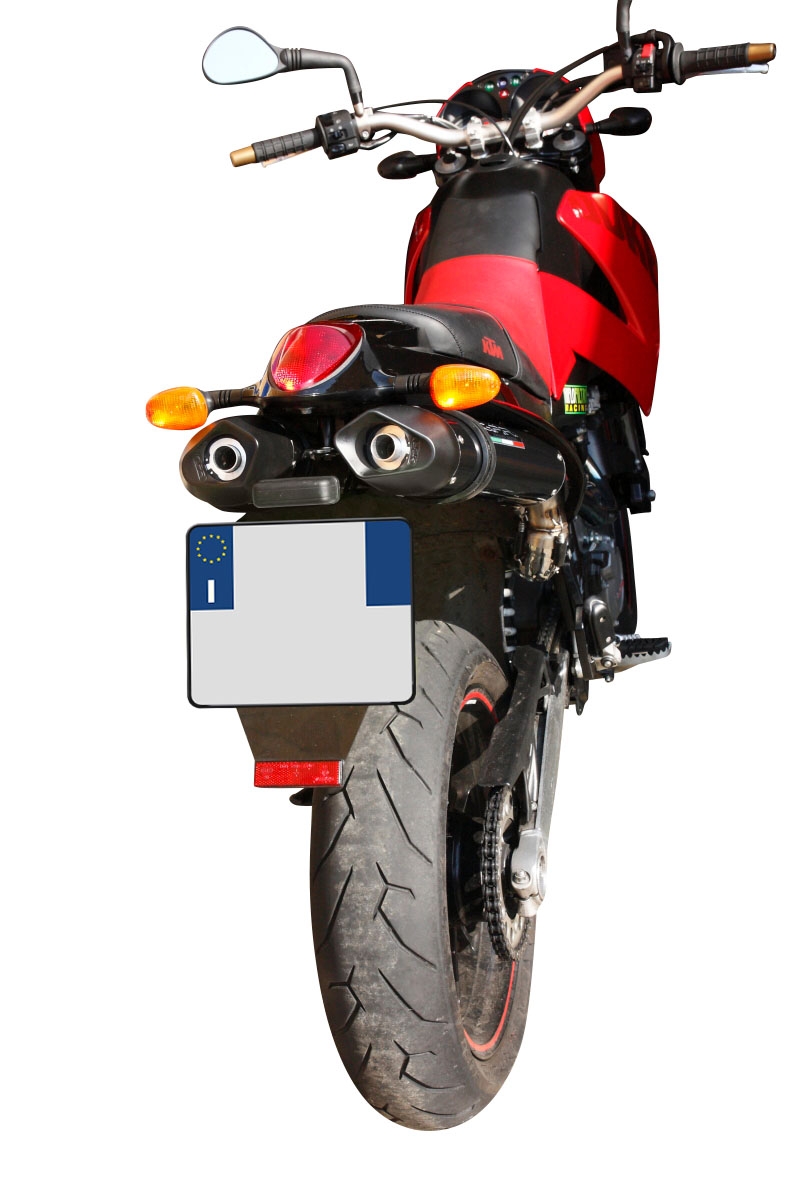Pot echappement compatible avec Ktm Duke II 2000-2006, Furore Nero, Paire de pot d'échappement homologuées, livrées avec db killer amovible et raccords spécifiques 