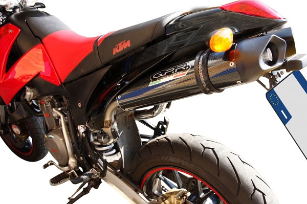 Pot echappement compatible avec Ktm Duke II 2000-2006, Furore Nero, Paire de pot d'échappement homologuées, livrées avec db killer amovible et raccords spécifiques 