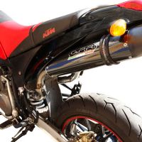 Pot echappement compatible avec Ktm Duke II 2000-2006, Furore Nero, Paire de pot d'échappement homologuées, livrées avec db killer amovible et raccords spécifiques 