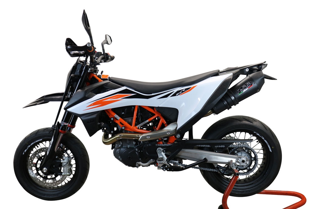 GPR exhaust compatible with  Ktm 690 Enduro R  2019-2020, New Grand Prix Evo Black Titanium, Slip-on exhaust including removable db killer, link pipe and catalyst,  EPA-compliant 