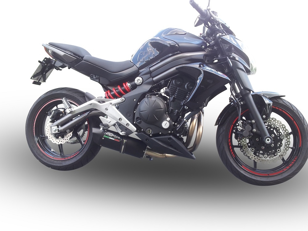 Pot echappement compatible avec Kawasaki Er 6 N - F 2012-2016, Furore Nero, Homologué et légal, système d'échappement complet, avec db killer amovible 
